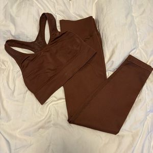 Pink seamless legging and sport bra set